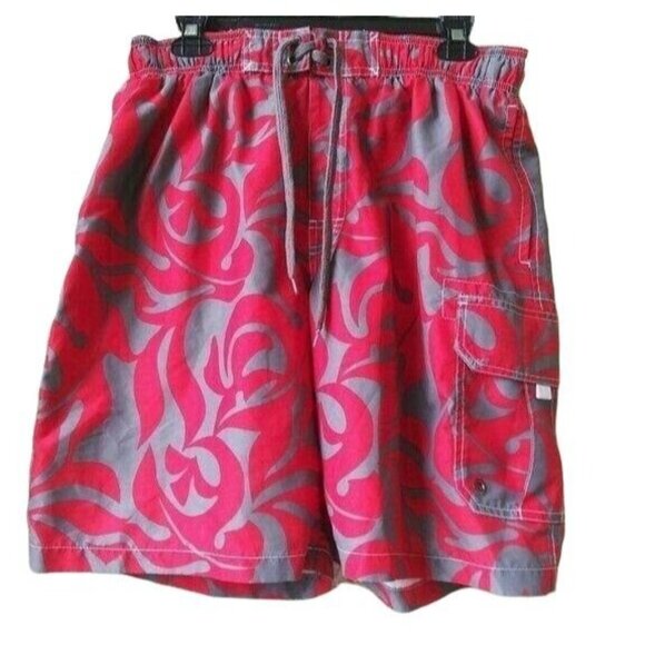 Sonoma Life+Style Mens Large Swim Trunks Cargo Red & Gray - Picture 3 of 7